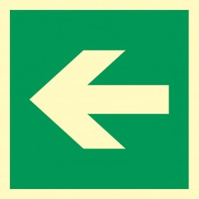 [114] Kierunek drogi ewakuacyjnej (znak do stosowania tylko z innymi znakami)