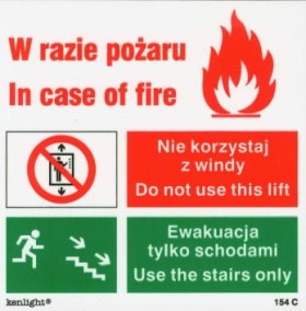 Zakaz korzystania z windy w razie pożaru